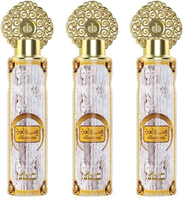 Arabiyat Khashab & Oud White Air Freshener, 300ml, Pack of 3 Made in UAE