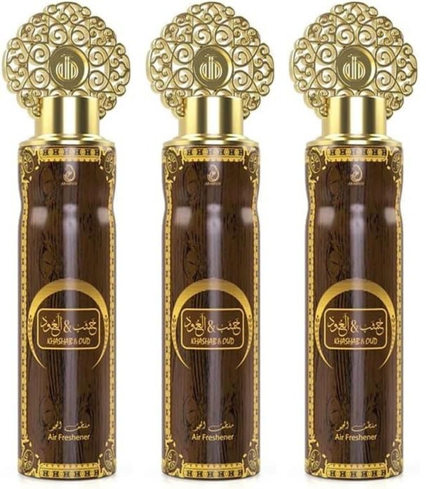 Arabiyat Khashab & Oud Brown Air Freshener, 300ml, Pack of 3 Made in UAE